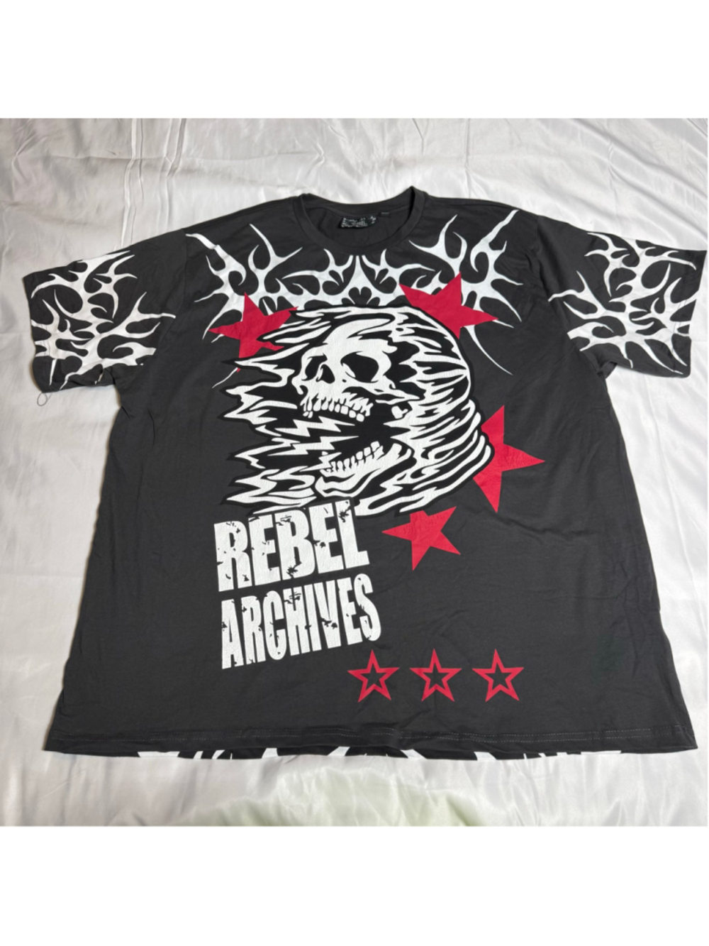 Men's Rebel Vengeance Graphic Tee Shirt Black White Red Size 4XL